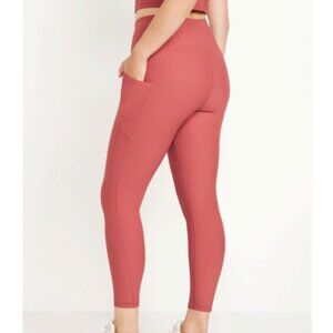 Old Navy Active Pink Ribbed PowerSoft High Rise Go Dry 7/8 Leggings Size Large